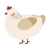 Milk Caramel, a cream and beige chicken with a neck-speckle pattern