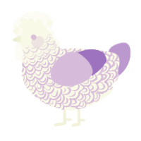 Cherish, a white and lilac chicken with a double-lace pattern