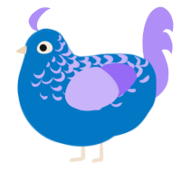 A sapphire and lilac chicken with a half-lace pattern