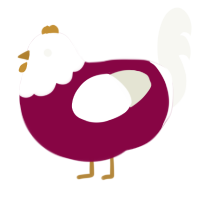 A maroon and white chicken with a head pattern