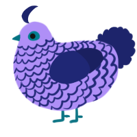 A lilac and navy chicken with a lace pattern