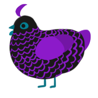 Arcana, a sable and violet chicken with a lace pattern