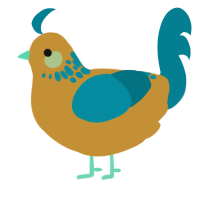 A gold and sea chicken with a neck-speckle pattern