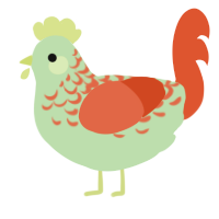 A gluppy and vermilion chicken with a half-lace pattern