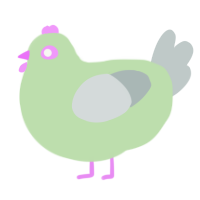 A gluppy and silver chicken