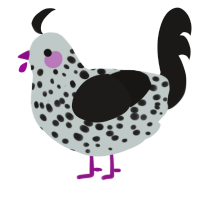 A silver and sable chicken with a speckle pattern