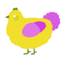 A yellow and orchid chicken