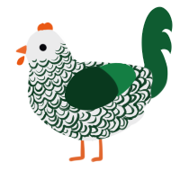 Seven Eleven, a black and pink chicken with a double-lace pattern