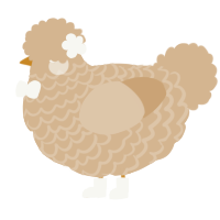A beige chicken with a lace pattern
