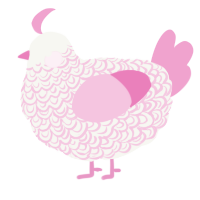 A white and pink chicken with a double-lace pattern
