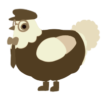 A navy and apple chicken with a head pattern