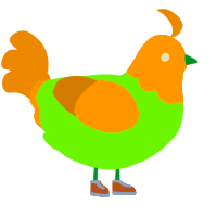 A grass and ochre chicken with a head pattern