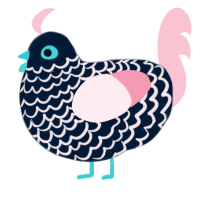 Beeper, a tumblr and rose chicken with a lace pattern