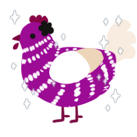 A plum and cream chicken with a bar pattern