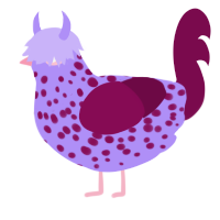 Darious, a lilac and wine chicken with a speckle pattern
