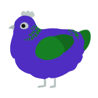 A indigo and leaf chicken with a neck-band pattern
