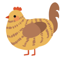 A honey and brown chicken with a bar pattern