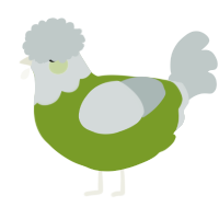 A chartreuse and silver chicken with a head pattern