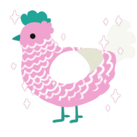 Anarchist Ice Cream, a pink and white chicken with a lace pattern