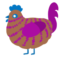 A brown and plum chicken with a bar pattern