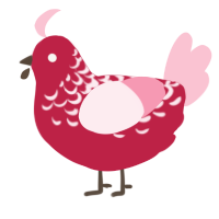 A crimson and rose chicken with a half-lace pattern