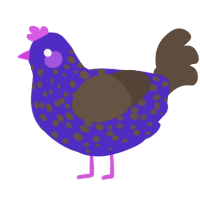 A indigo and bark chicken with a speckle pattern