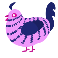 Starburst, a lavender and navy chicken with a bar pattern