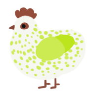 Honeydew, a white and lime chicken with a speckle pattern