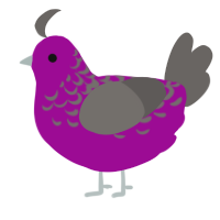 Pop Rocks, a plum and grey chicken with a half-lace pattern