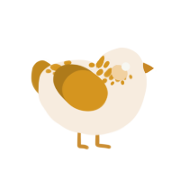Irad, a cream and ochre chicken with a neck-speckle pattern