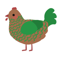 A brown and viridian chicken with a lace pattern