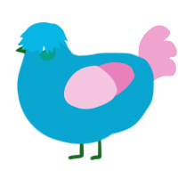 A cerulean and pink chicken