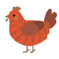 A vermilion and russet chicken with a bar pattern