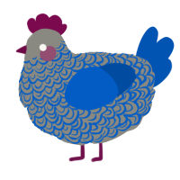A ash and ultramarine chicken with a double-lace pattern