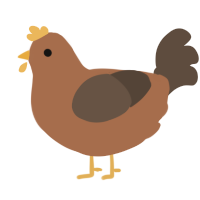 A brown and bark chicken
