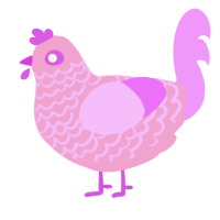 Pinkie Pie, a pink and lavender chicken with a lace pattern