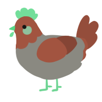 A ash and russet chicken with a head pattern