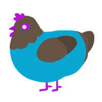 A cerulean and bark chicken with a head pattern