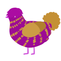 A plum and gold chicken with a bar pattern