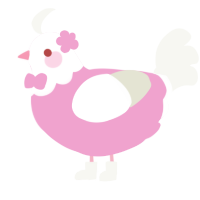 dove, a pink and white chicken with a head pattern