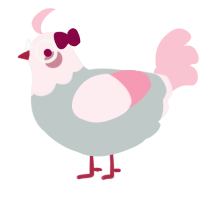 Pastell, a silver and rose chicken with a head pattern