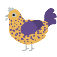 A honey and overcast chicken with a speckle pattern
