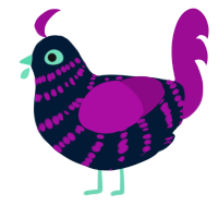 A tumblr and plum chicken with a bar pattern
