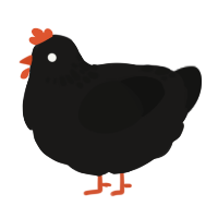 Spaghetti Spoon, a sable and black chicken with a neck-speckle pattern