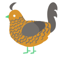 A orange and grey chicken with a lace pattern