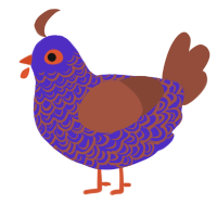 neon sewage, a indigo and russet chicken with a double-lace pattern