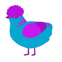 A cerulean and amethyst chicken with a neck-band pattern