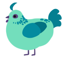 A mint and sea chicken with a neck-speckle pattern