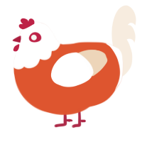 A vermilion and cream chicken with a head pattern