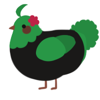 A sable and viridian chicken with a head pattern